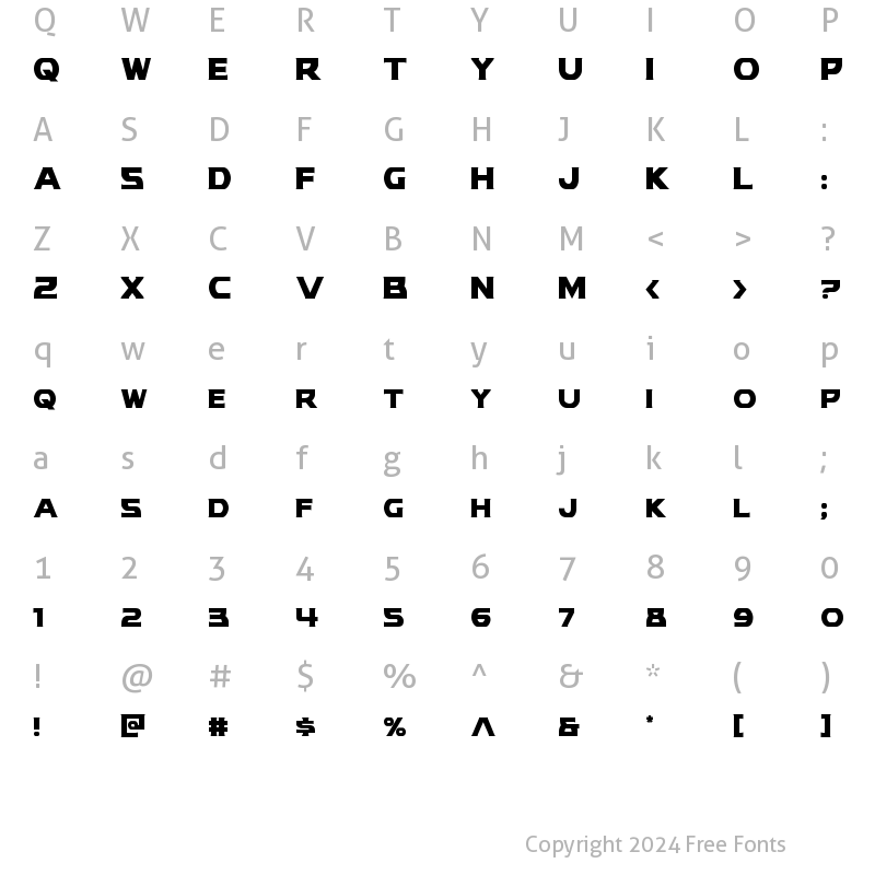 Character Map of Modi Thorson Condensed Condensed