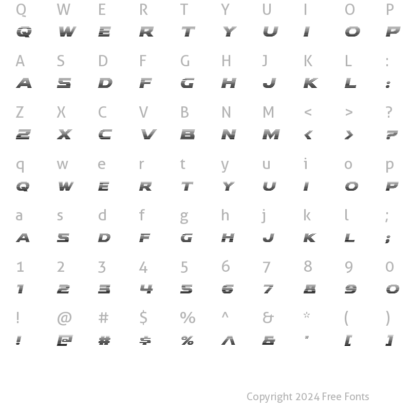 Character Map of Modi Thorson Gradient Italic Italic