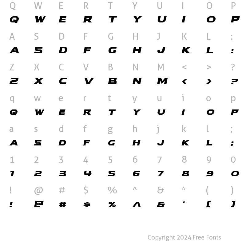 Character Map of Modi Thorson Italic Italic