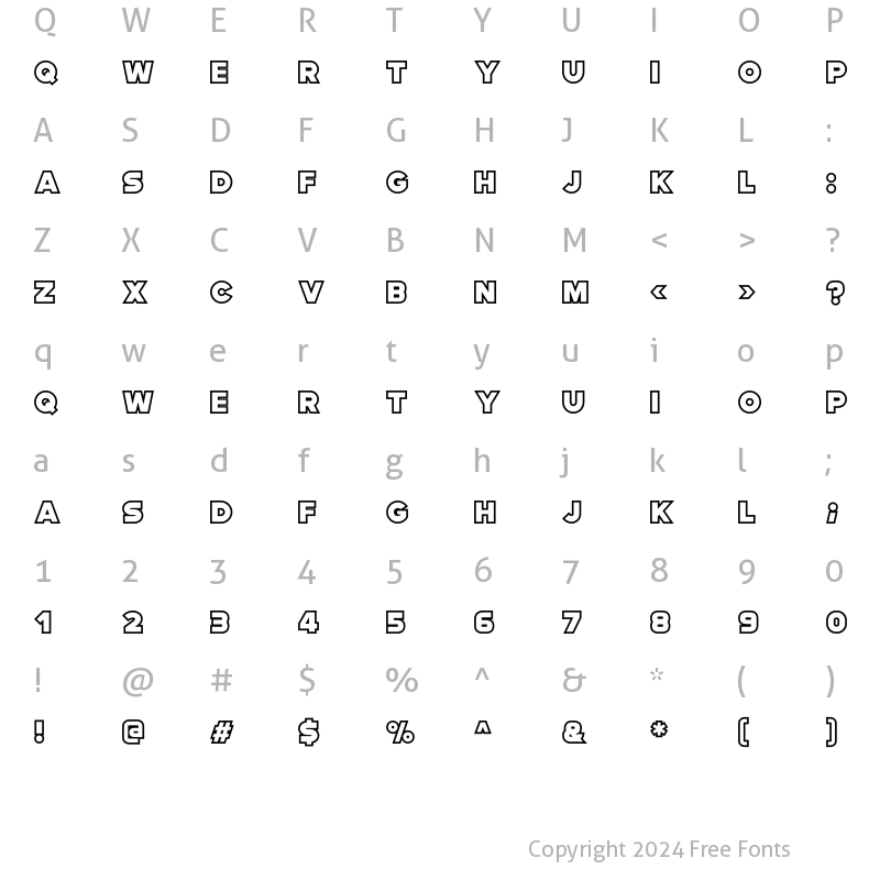 Character Map of Modia OutlineTwo