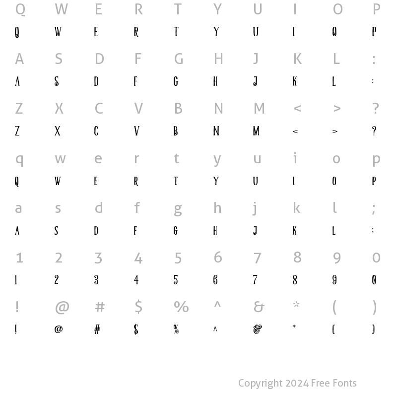 Character Map of Modiaro Regular