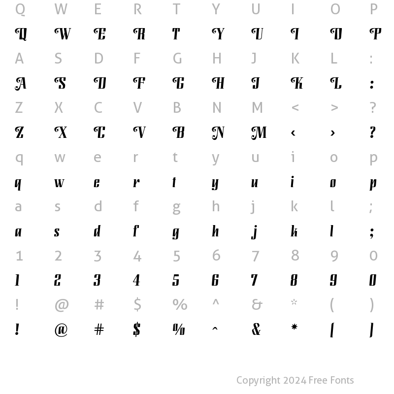 Character Map of Modusa Regular