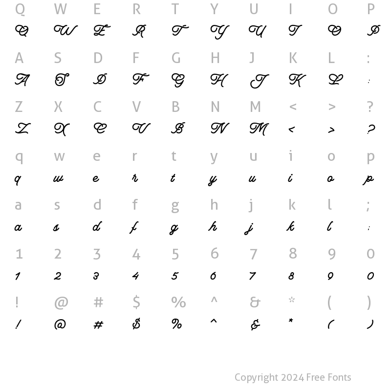 Character Map of Mogaster Regular