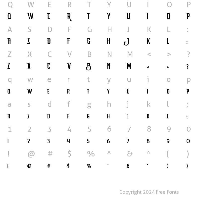 Character Map of moge Regular