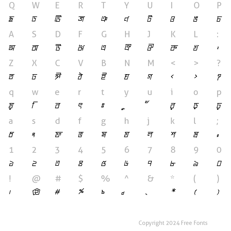 Character Map of MogrhaMJ Bold Italic