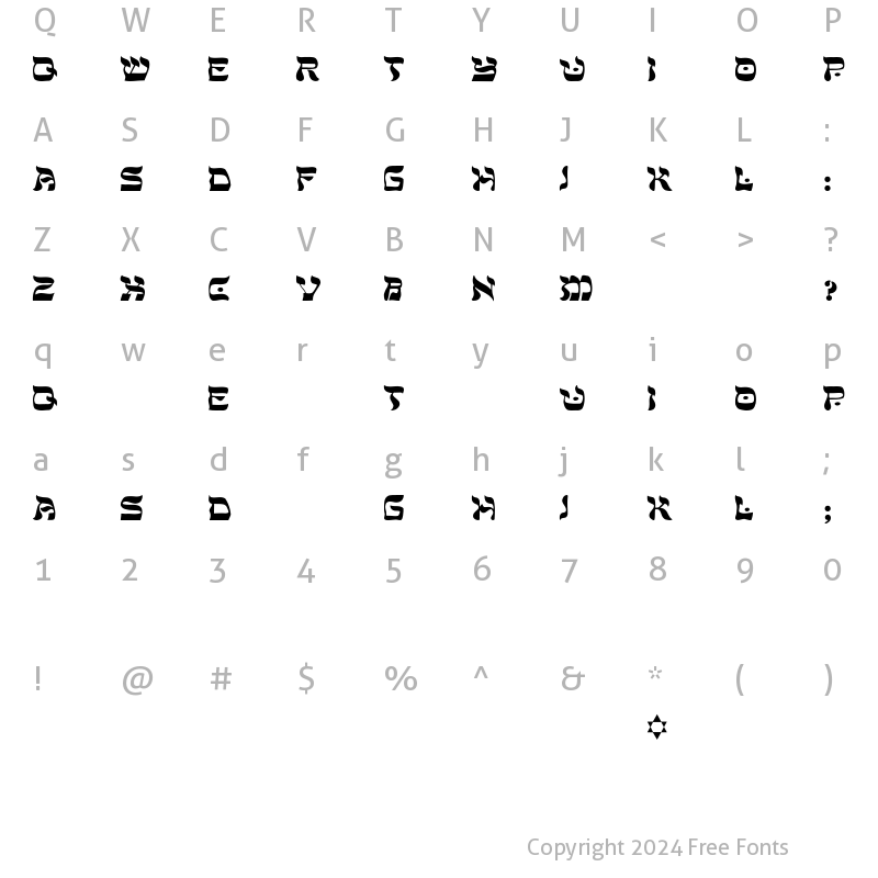 Character Map of Mohlar-Light Regular