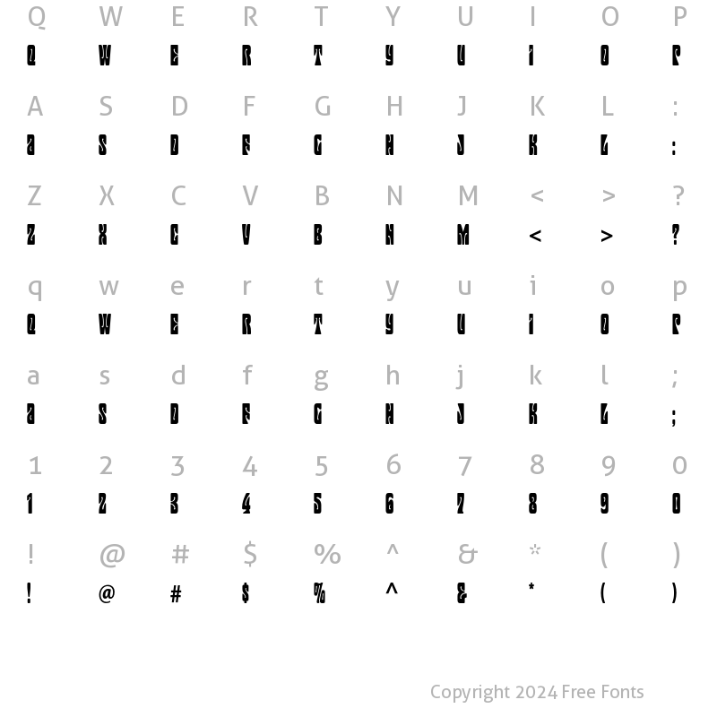 Character Map of Mojo Std Regular