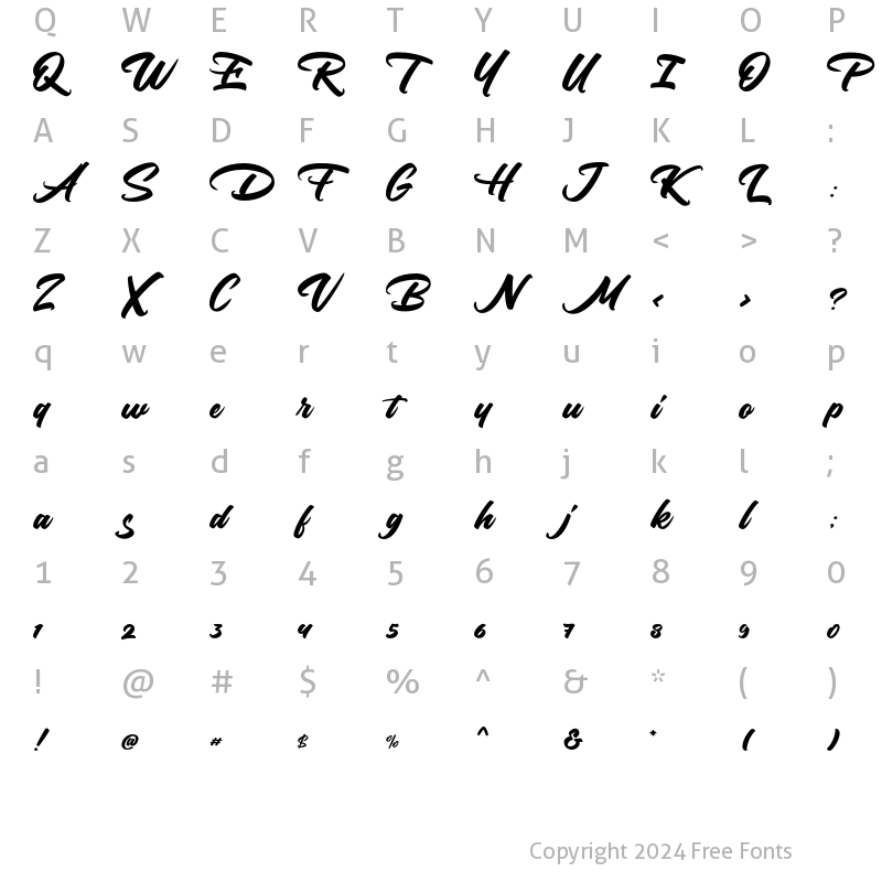 Character Map of Mokutton Regular