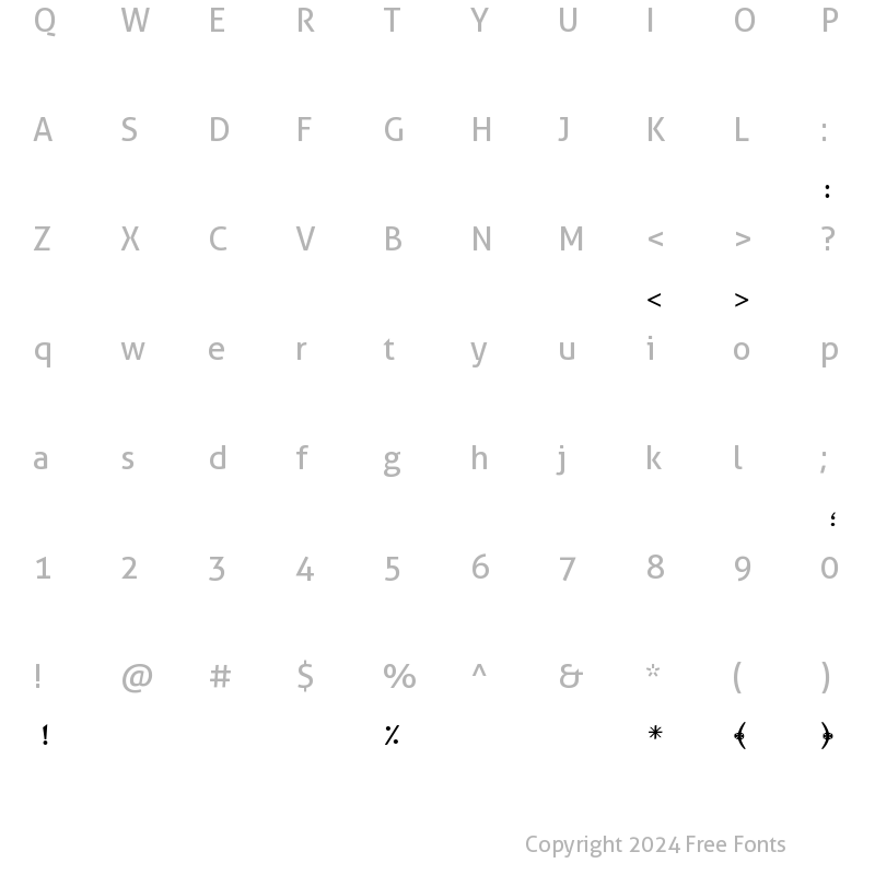 Character Map of Mola Regular