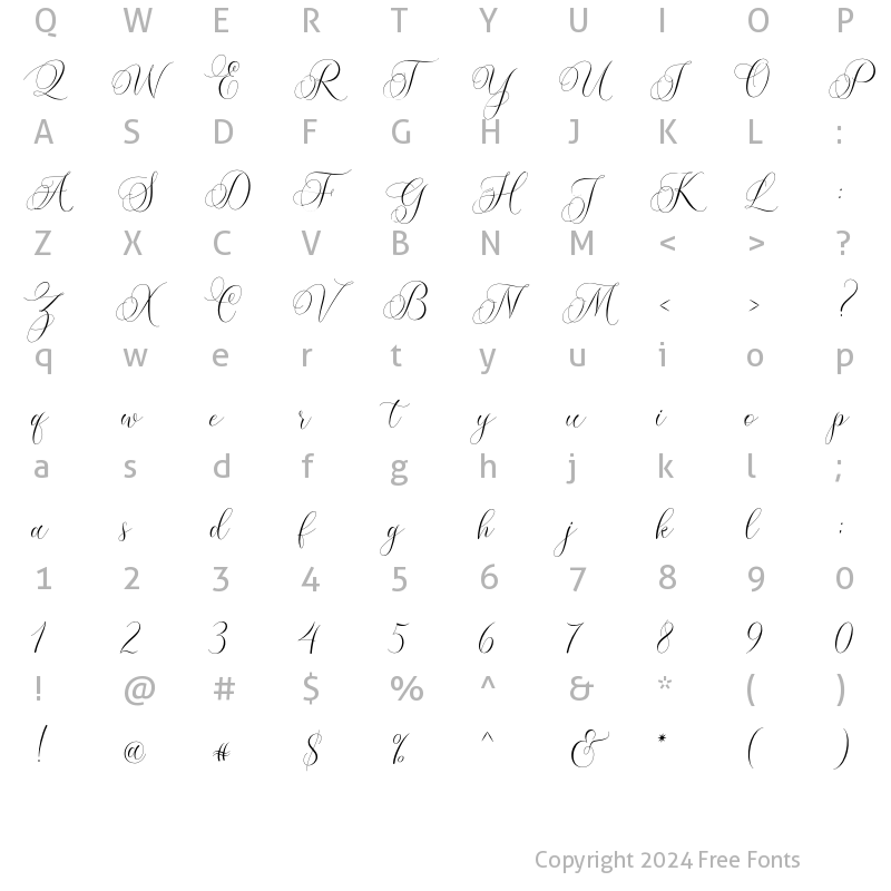 Character Map of Molandika Script Regular