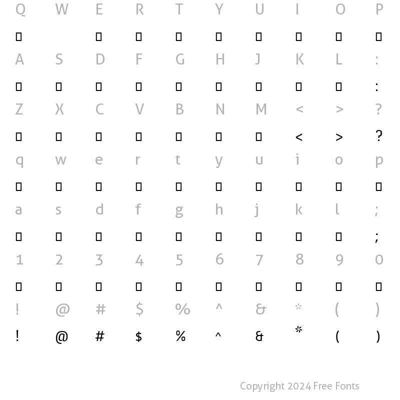 Character Map of MOLarabic Regular