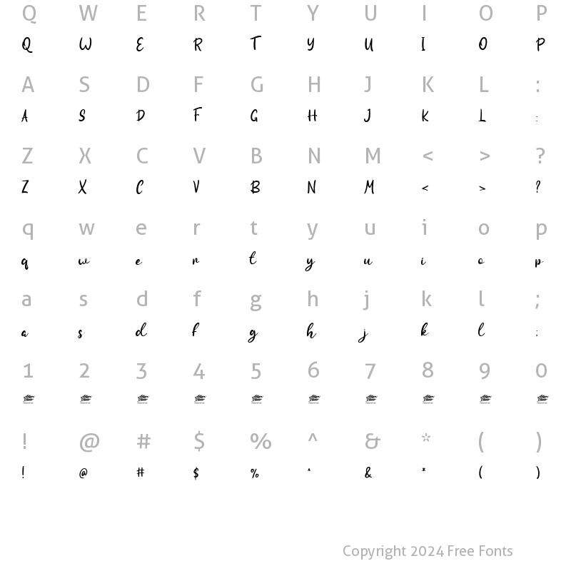 Character Map of Moliantha - Personal Use Regular