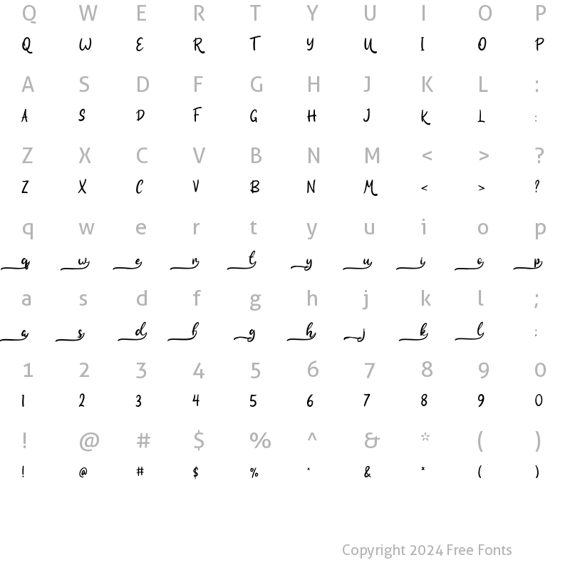 Character Map of Moliantha SS03 Regular