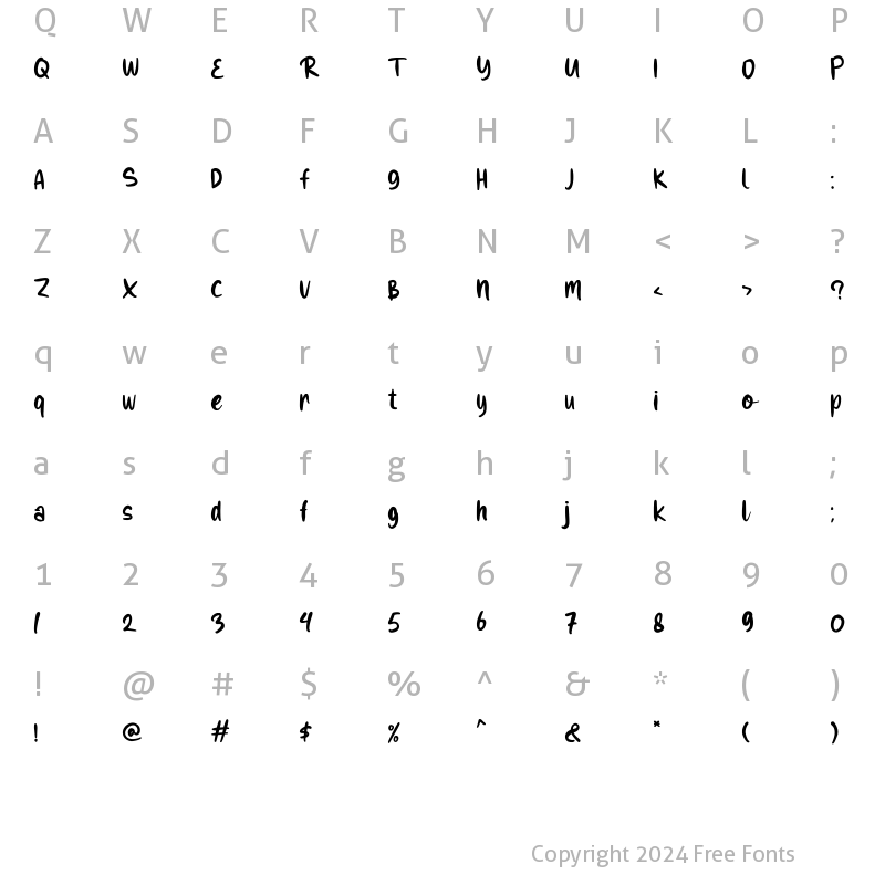 Character Map of molima Regular