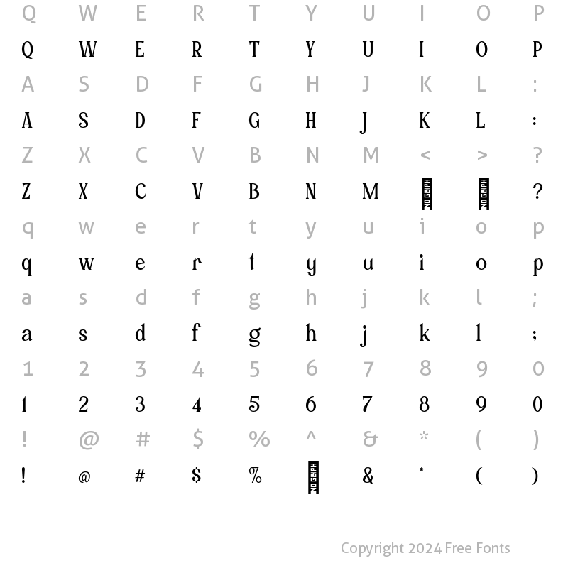 Character Map of Mollas Regular