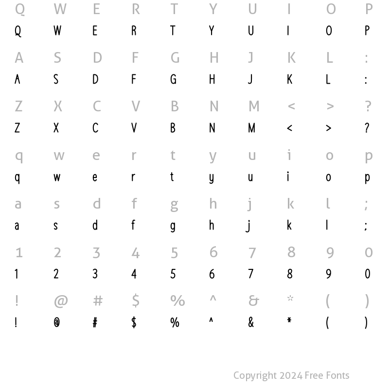 Character Map of Mollenia Regular