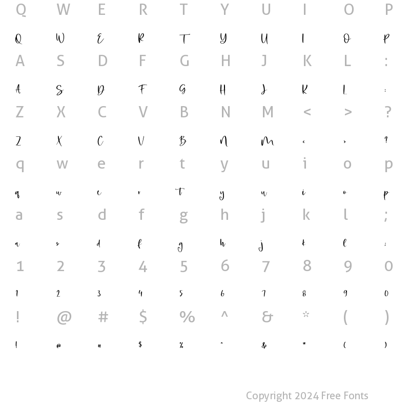 Character Map of Molliare Regular