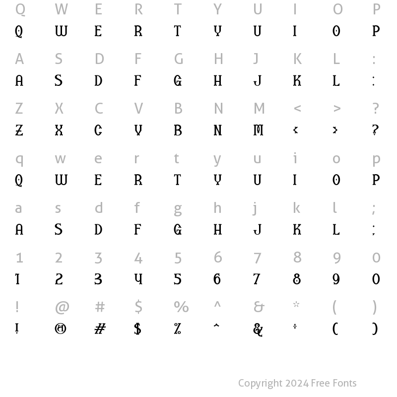 Character Map of Mollucas Clove Regular