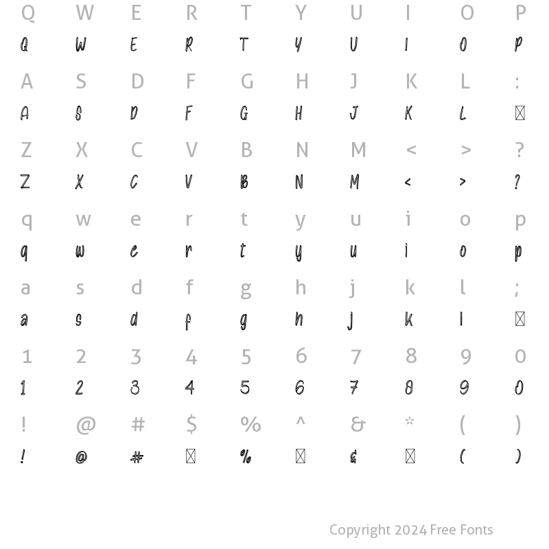 Character Map of Molly Toby Regular