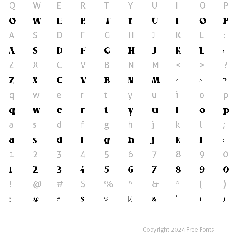 Character Map of Molphina Regular