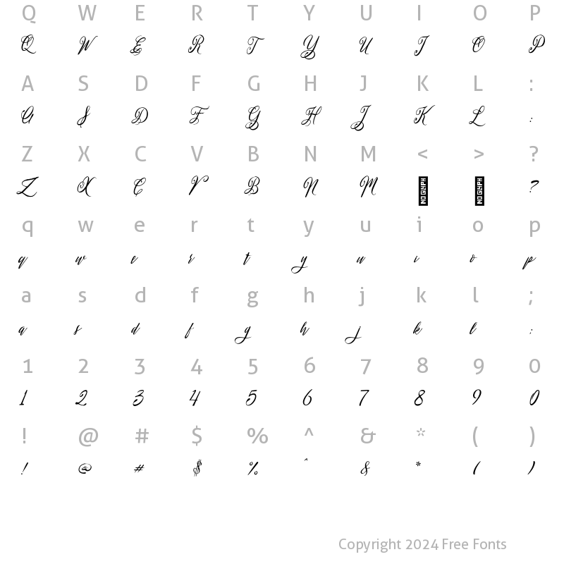 Character Map of Moltress Script