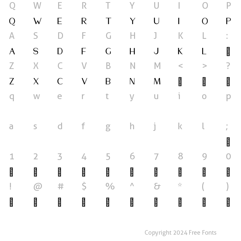 Character Map of MOMENT1st Regular