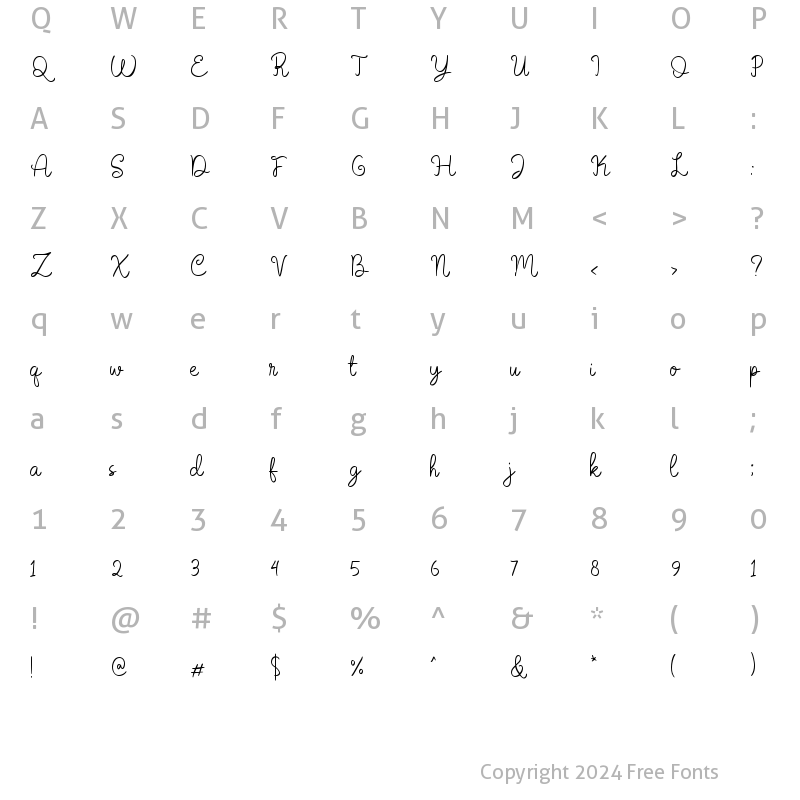 Character Map of Mommy and Baby Script