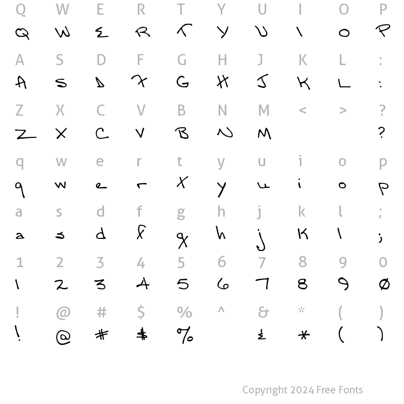 Character Map of Moms Font Hand