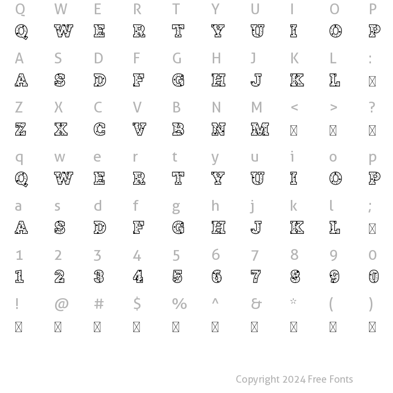 Character Map of Moms Kitchen Serif