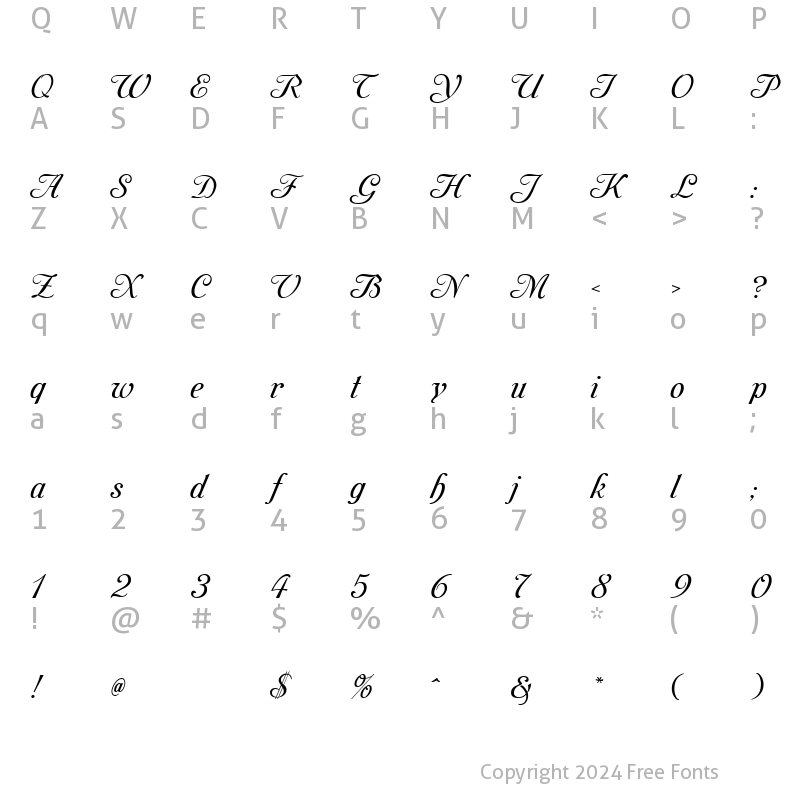 Character Map of Mon Amour One Medium