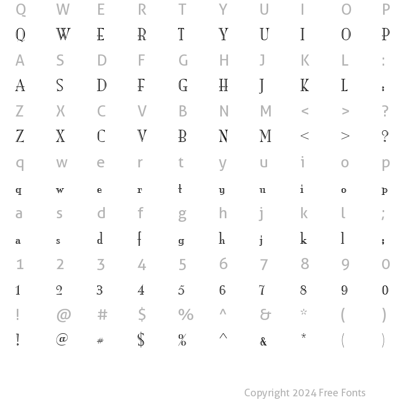 Character Map of Mona Lisa Recut ITC TT Regular