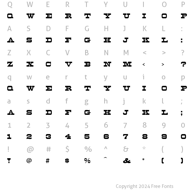 Character Map of Mona-Regular Regular