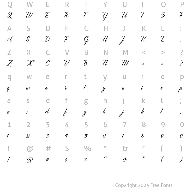 Character Map of Monafera Regular