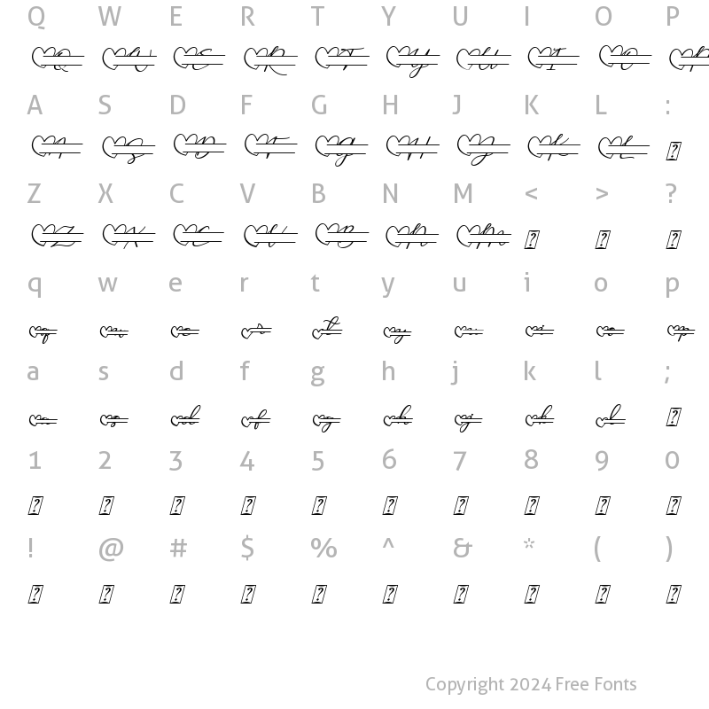 Character Map of Monallesia Monogram Italic