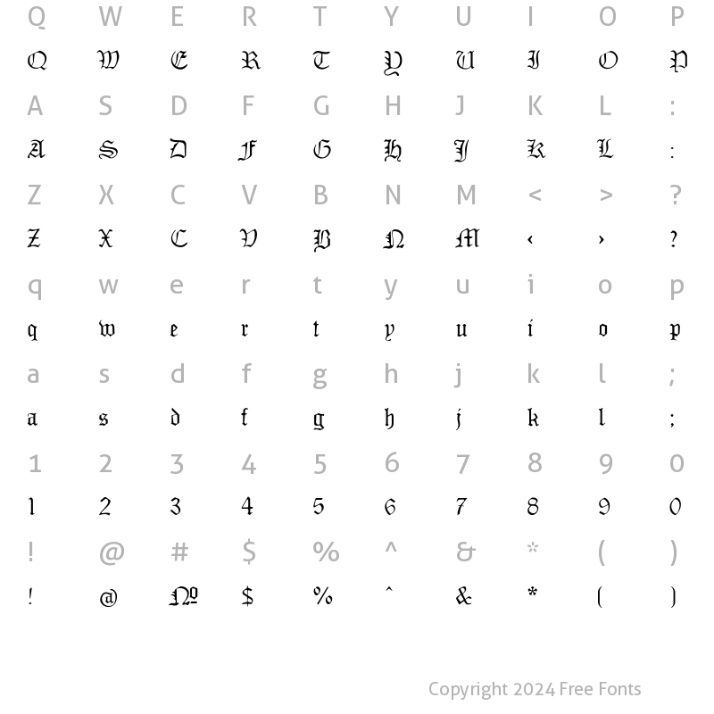 Character Map of MonAmourFraktur Regular