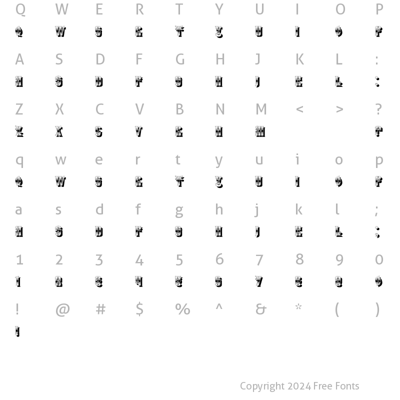 Character Map of Monarch Shadow Gradient Regular