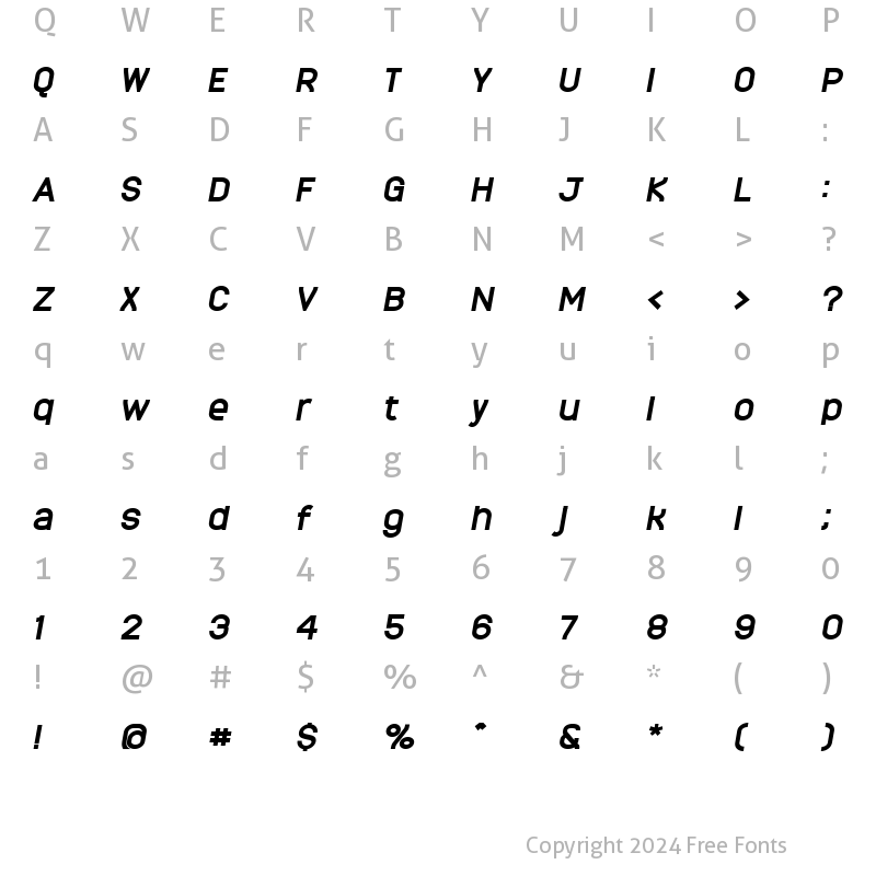 Character Map of MonarkBold Oblique Regular