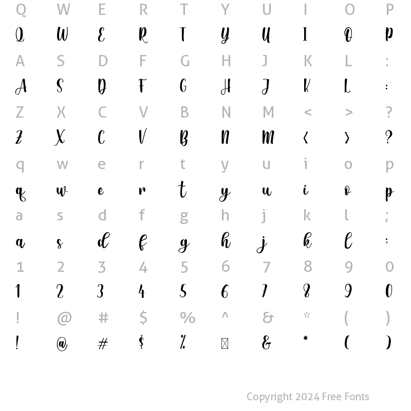 Character Map of Monatessa Regular