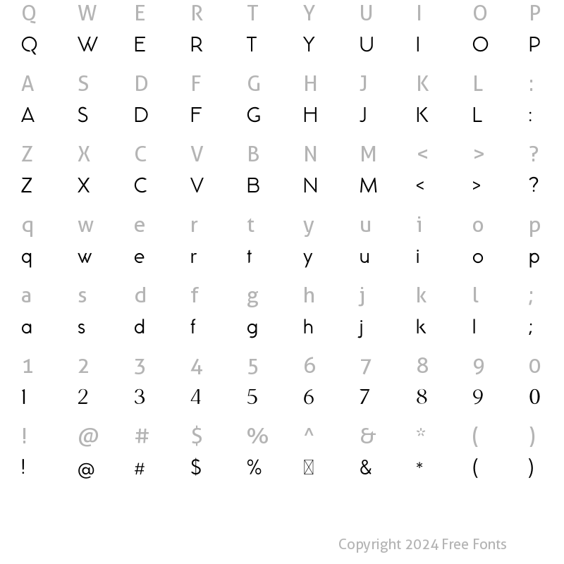 Character Map of Mondapick Thin