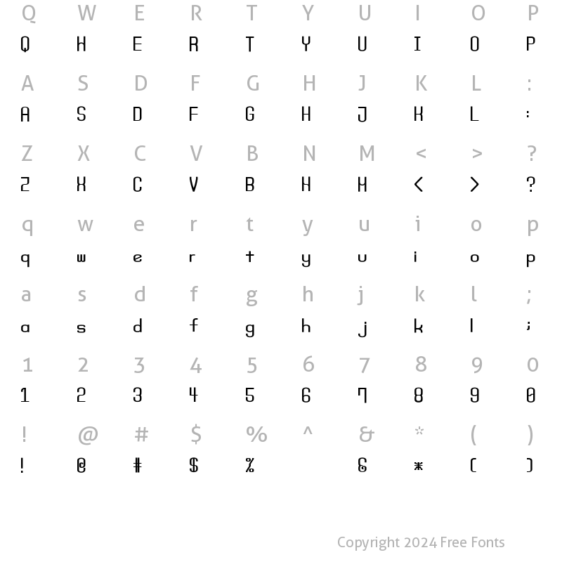 Character Map of Monday Bold (sRB) Regular