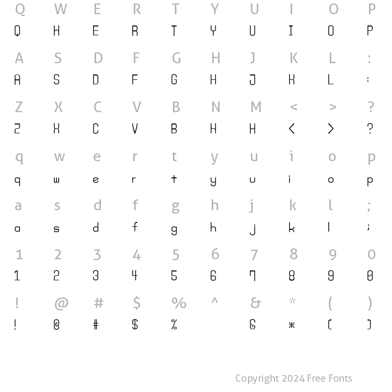 Character Map of Monday (sRB) Regular