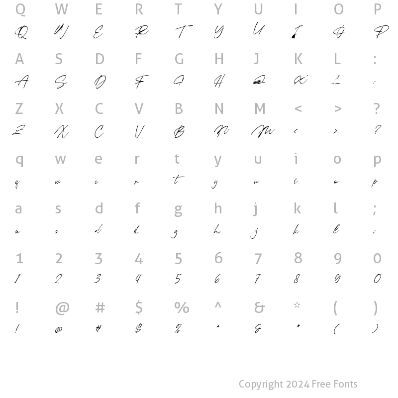 Character Map of Mondeline Regular