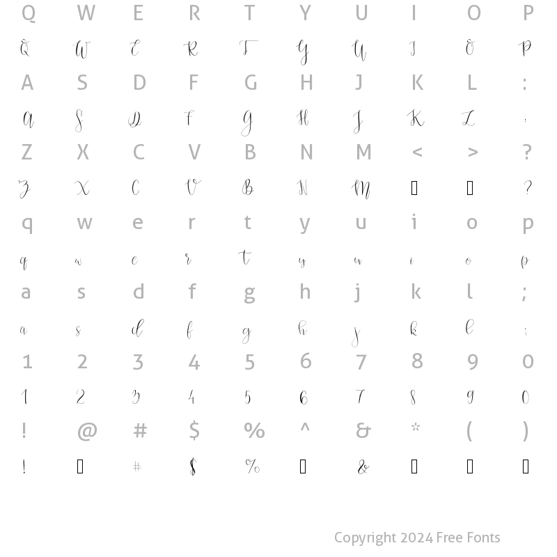 Character Map of Mondellina Light