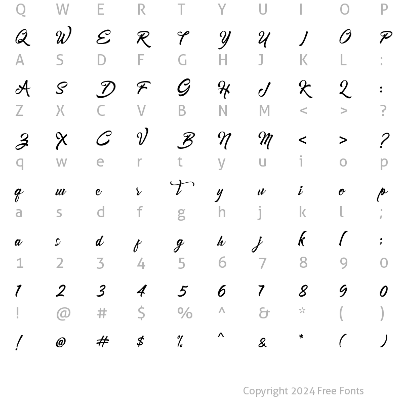 Character Map of Mondena Regular