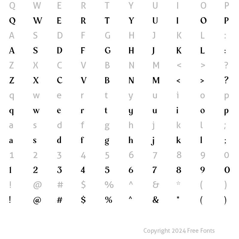 Character Map of Mondia Bold