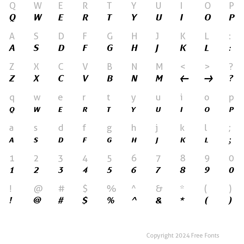 Character Map of MondialPlus Bold Italic Caps Regular