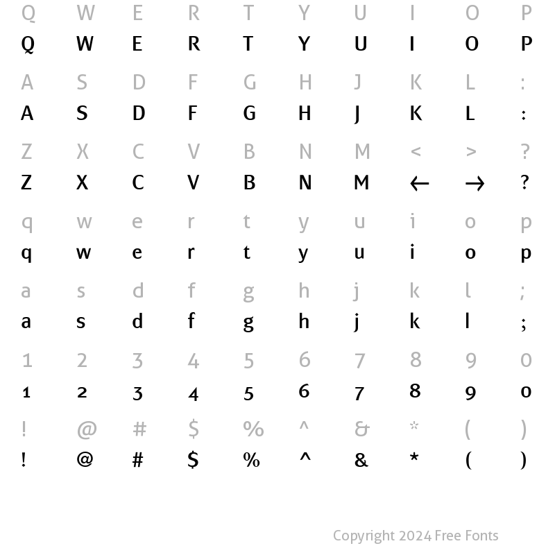 Character Map of MondialPlus Demi Regular