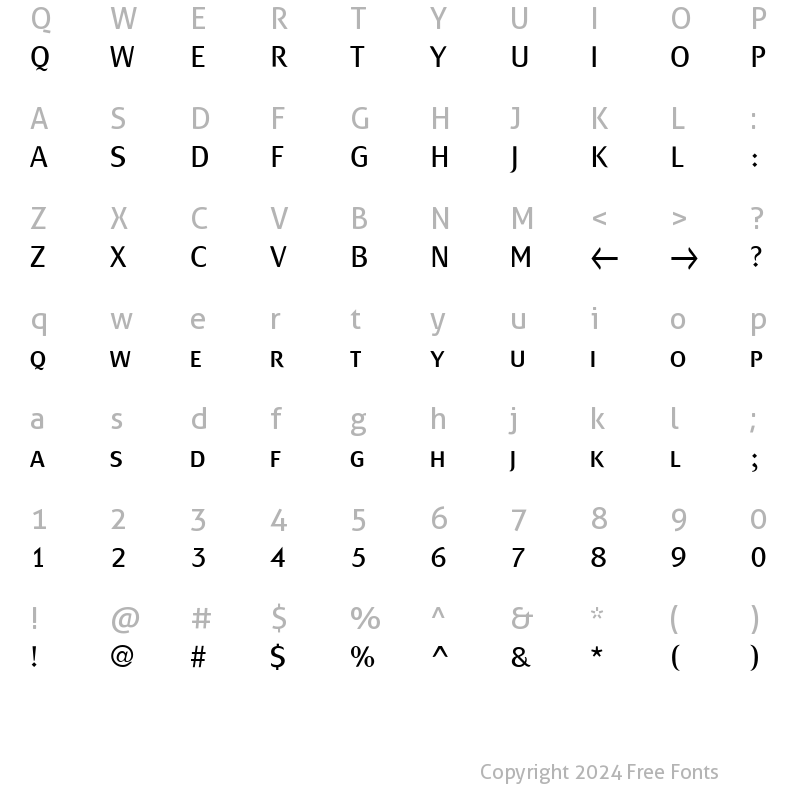 Character Map of MondialPlus Light Caps Regular