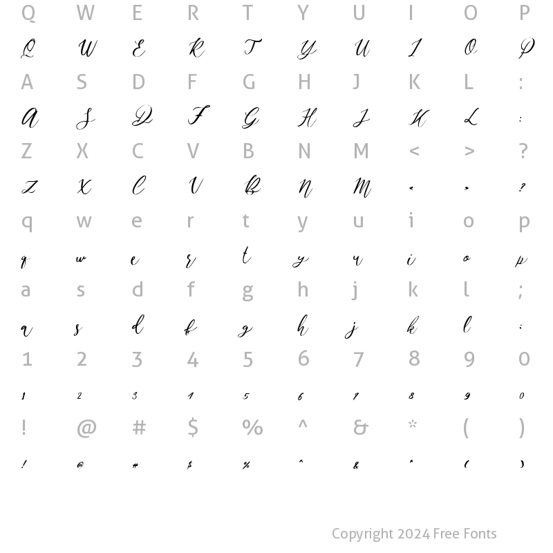 Character Map of Mondier Italic