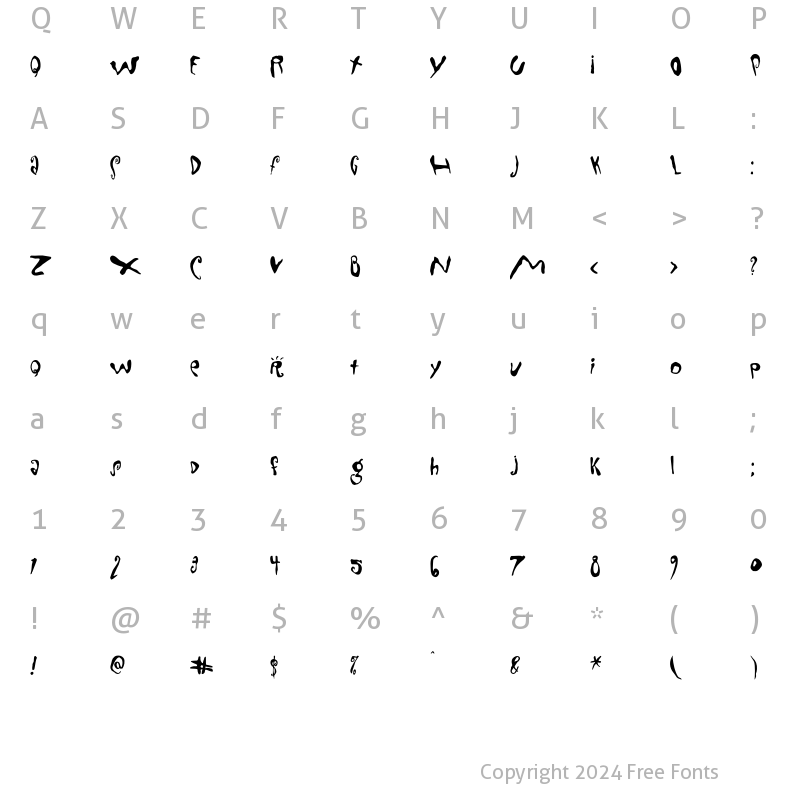 Character Map of Mondo Loose Regular